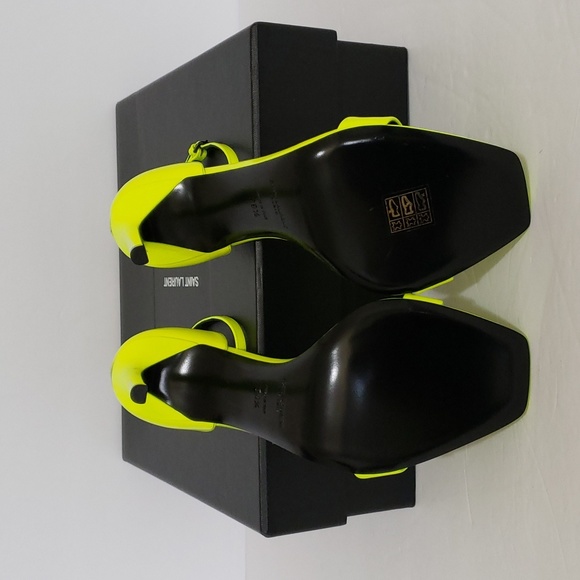 Saint Laurent Amber Neon Leather Sandals - Picture 12 of 14